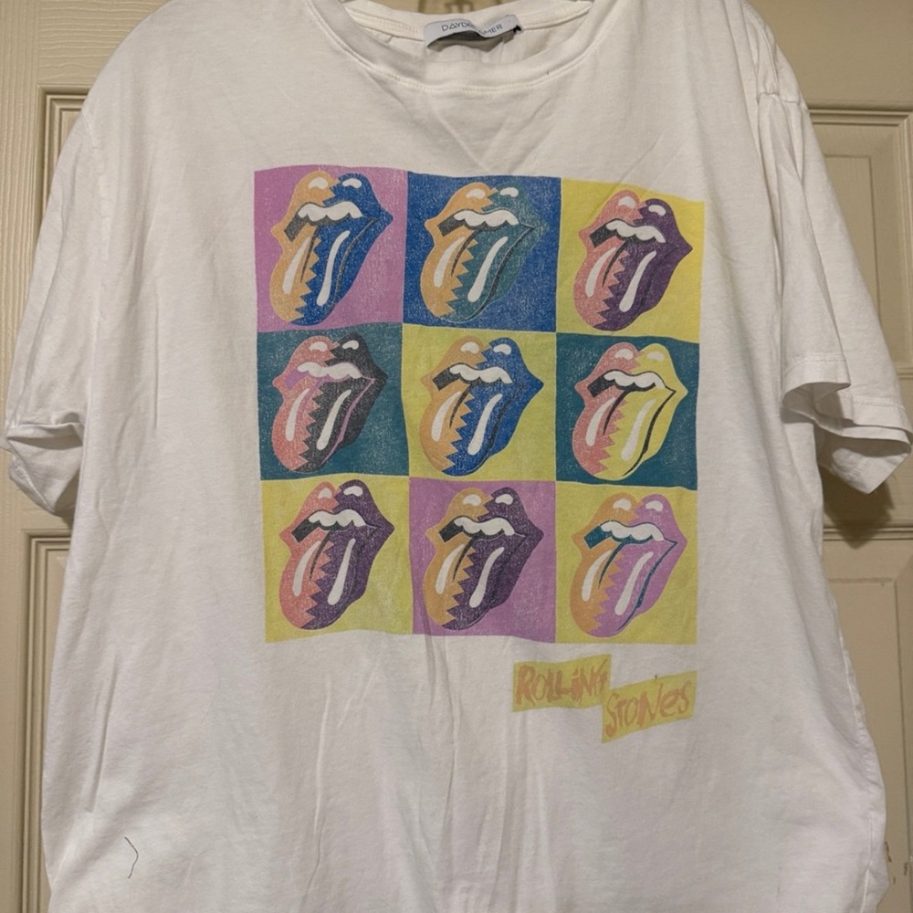Rolling Stones 1989 Tour Warhol Screen print T Shirt Daydreamer USA LA Made Med